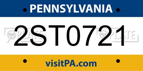 2ST0721 Pennsylvania License Plate