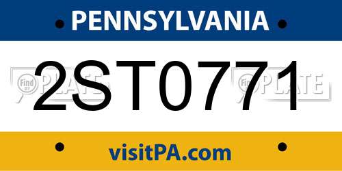 2ST0771 Pennsylvania License Plate