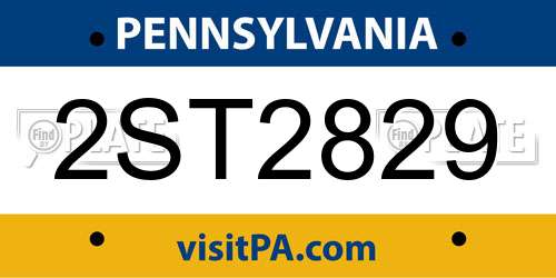 2ST2829 Pennsylvania License Plate