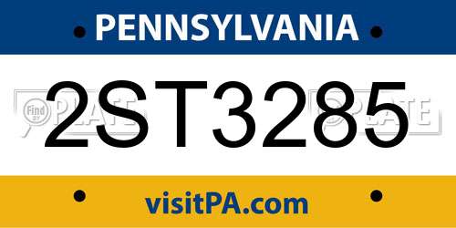 2ST3285 Pennsylvania License Plate