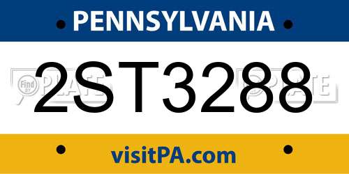 2ST3288 Pennsylvania License Plate