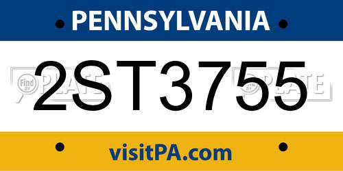 2ST3755 Pennsylvania License Plate