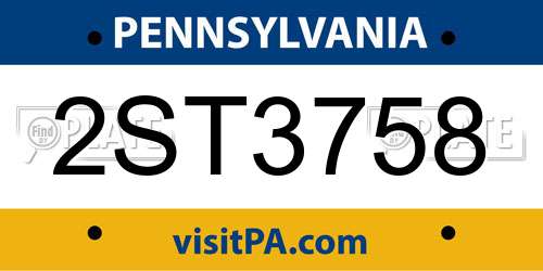 2ST3758 Pennsylvania License Plate