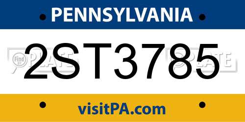 2ST3785 Pennsylvania License Plate