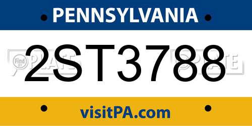 2ST3788 Pennsylvania License Plate
