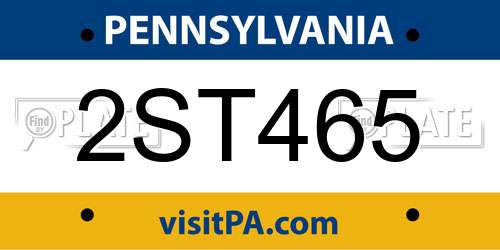 2ST465 Pennsylvania License Plate