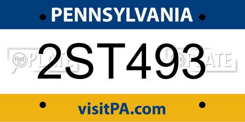 2ST493 Pennsylvania License Plate
