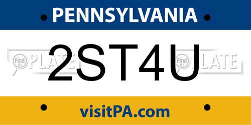 2ST4U Pennsylvania License Plate
