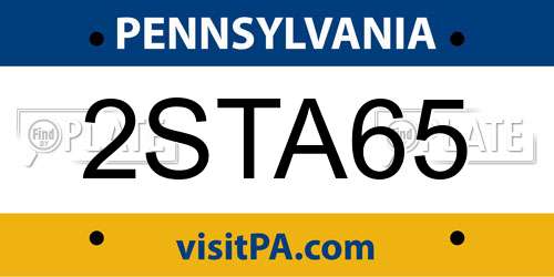 2STA65 Pennsylvania License Plate