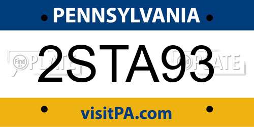 2STA93 Pennsylvania License Plate