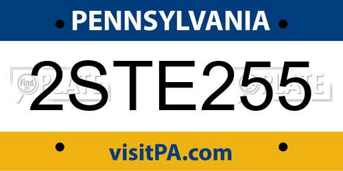 2STE255 Pennsylvania License Plate