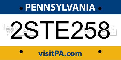2STE258 Pennsylvania License Plate
