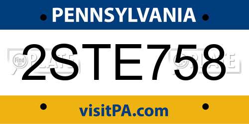 2STE758 Pennsylvania License Plate
