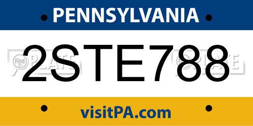 2STE788 Pennsylvania License Plate