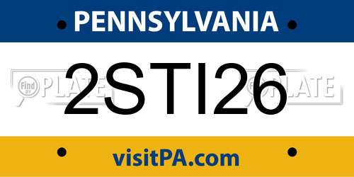 2STI26 Pennsylvania License Plate
