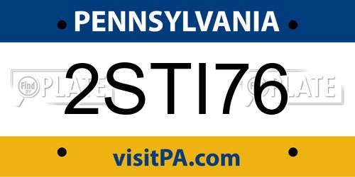 2STI76 Pennsylvania License Plate