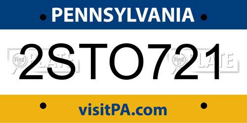 2STO721 Pennsylvania License Plate