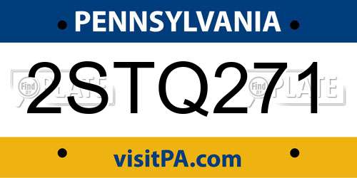 2STQ271 Pennsylvania License Plate