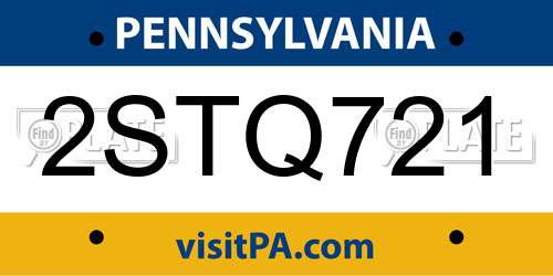 2STQ721 Pennsylvania License Plate
