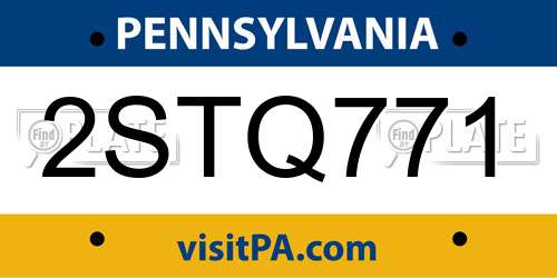 2STQ771 Pennsylvania License Plate