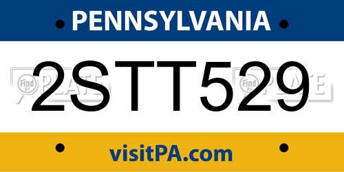 2STT529 Pennsylvania License Plate