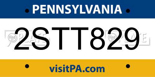 2STT829 Pennsylvania License Plate