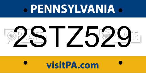 2STZ529 Pennsylvania License Plate