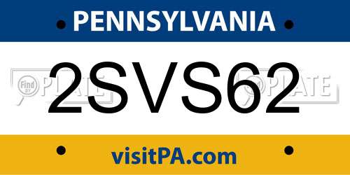 2SVS62 Pennsylvania License Plate