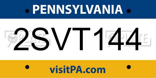 2SVT144 Pennsylvania License Plate