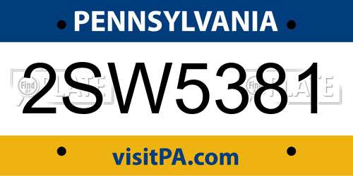 2SW5381 Pennsylvania License Plate