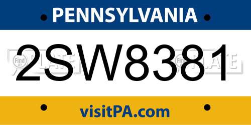 2SW8381 Pennsylvania License Plate