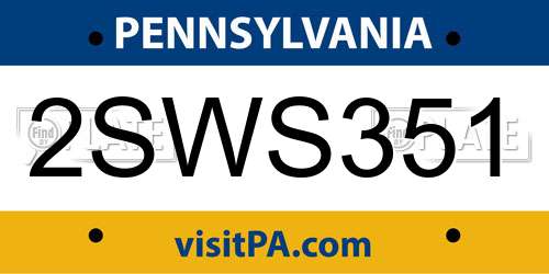 2SWS351 Pennsylvania License Plate