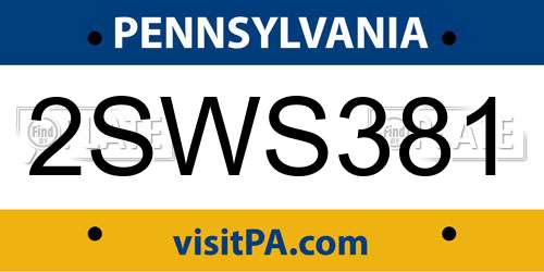 2SWS381 Pennsylvania License Plate