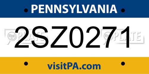 2SZ0271 Pennsylvania License Plate