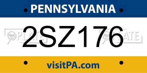 2SZ176 Pennsylvania License Plate