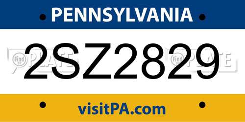 2SZ2829 Pennsylvania License Plate