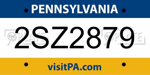 2SZ2879 Pennsylvania License Plate