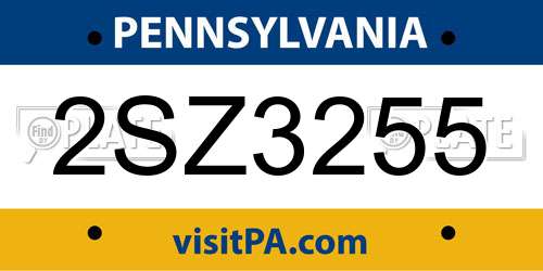2SZ3255 Pennsylvania License Plate