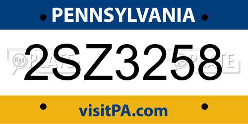2SZ3258 Pennsylvania License Plate