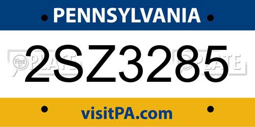2SZ3285 Pennsylvania License Plate