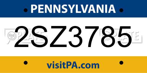 2SZ3785 Pennsylvania License Plate