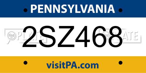 2SZ468 Pennsylvania License Plate