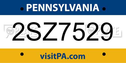 2SZ7529 Pennsylvania License Plate