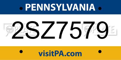 2SZ7579 Pennsylvania License Plate