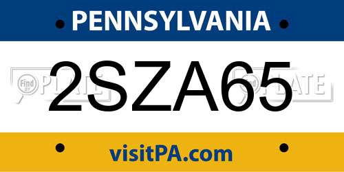 2SZA65 Pennsylvania License Plate