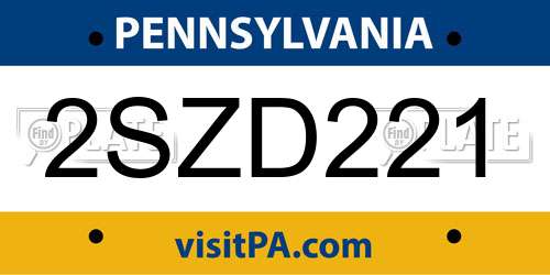 2SZD221 Pennsylvania License Plate