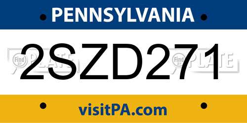2SZD271 Pennsylvania License Plate