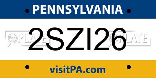 2SZI26 Pennsylvania License Plate
