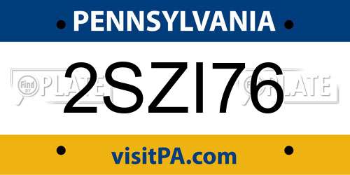 2SZI76 Pennsylvania License Plate