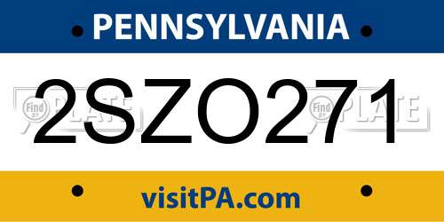 2SZO271 Pennsylvania License Plate